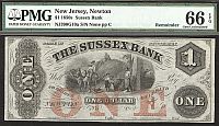 Newton, NJ, 1850s $1, NJ390G10a, Sussex Bank Remainder, GemCU, PMG66-EPQ